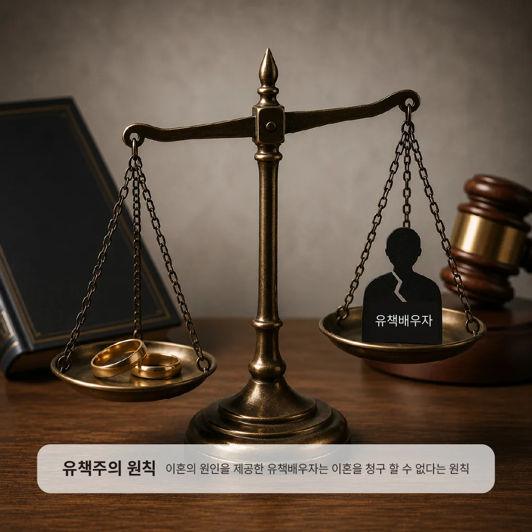 유책배우자 이혼청구와 유책주의 원칙을 상징하는 이미지