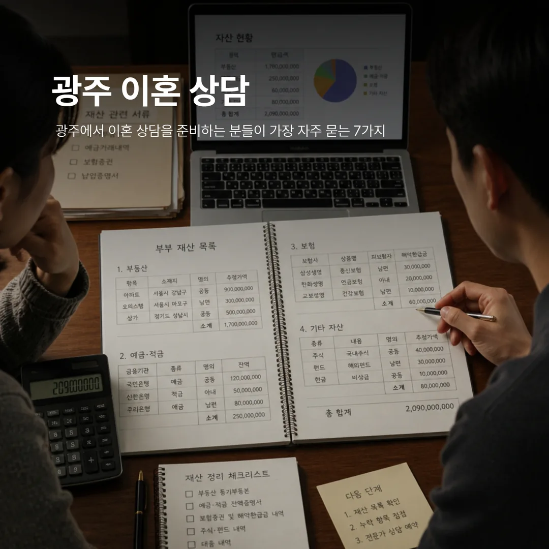 이혼 재산분할 대상과 재산명시·재산조회 절차를 설명하는 이미지