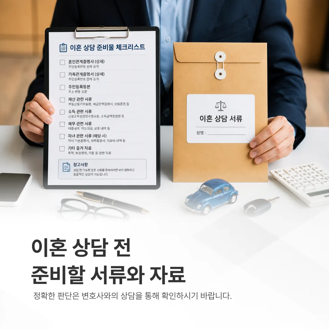 이혼 상담 전 준비할 서류와 자료 체크리스트 이미지