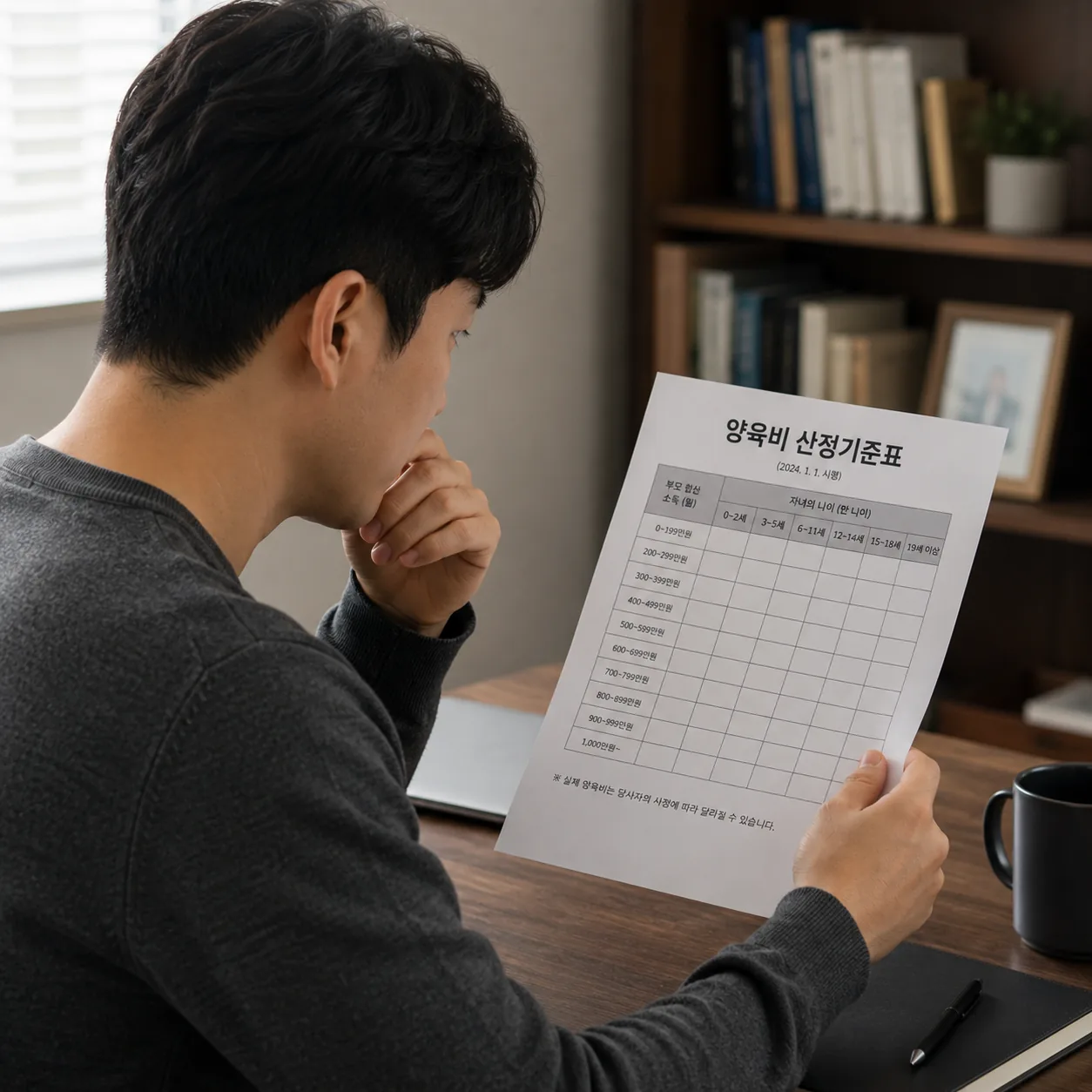 양육비 산정기준표 보는 법을 설명하는 장면