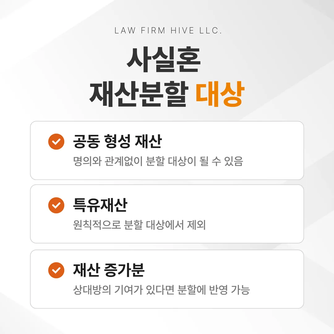 사실혼 재산분할 대상 명의와 실질 경계 도식