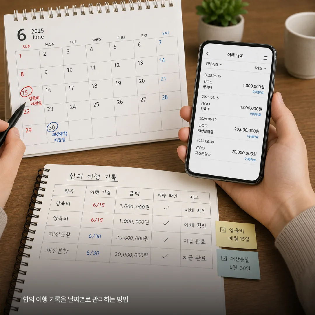 합의 이행 기록을 날짜별로 관리하는 방법