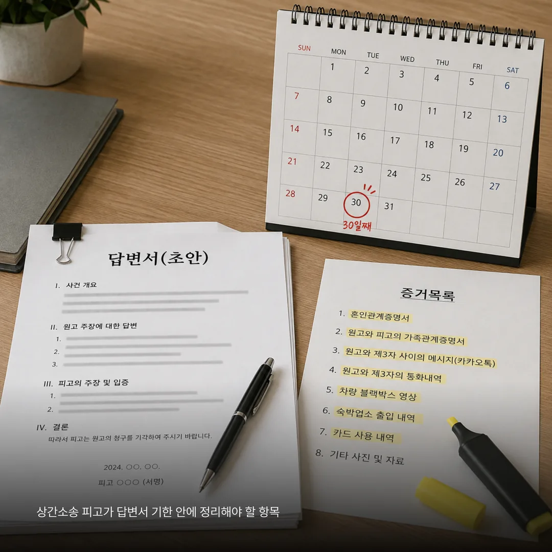 상간소송 피고가 답변서 기한 안에 정리해야 할 항목