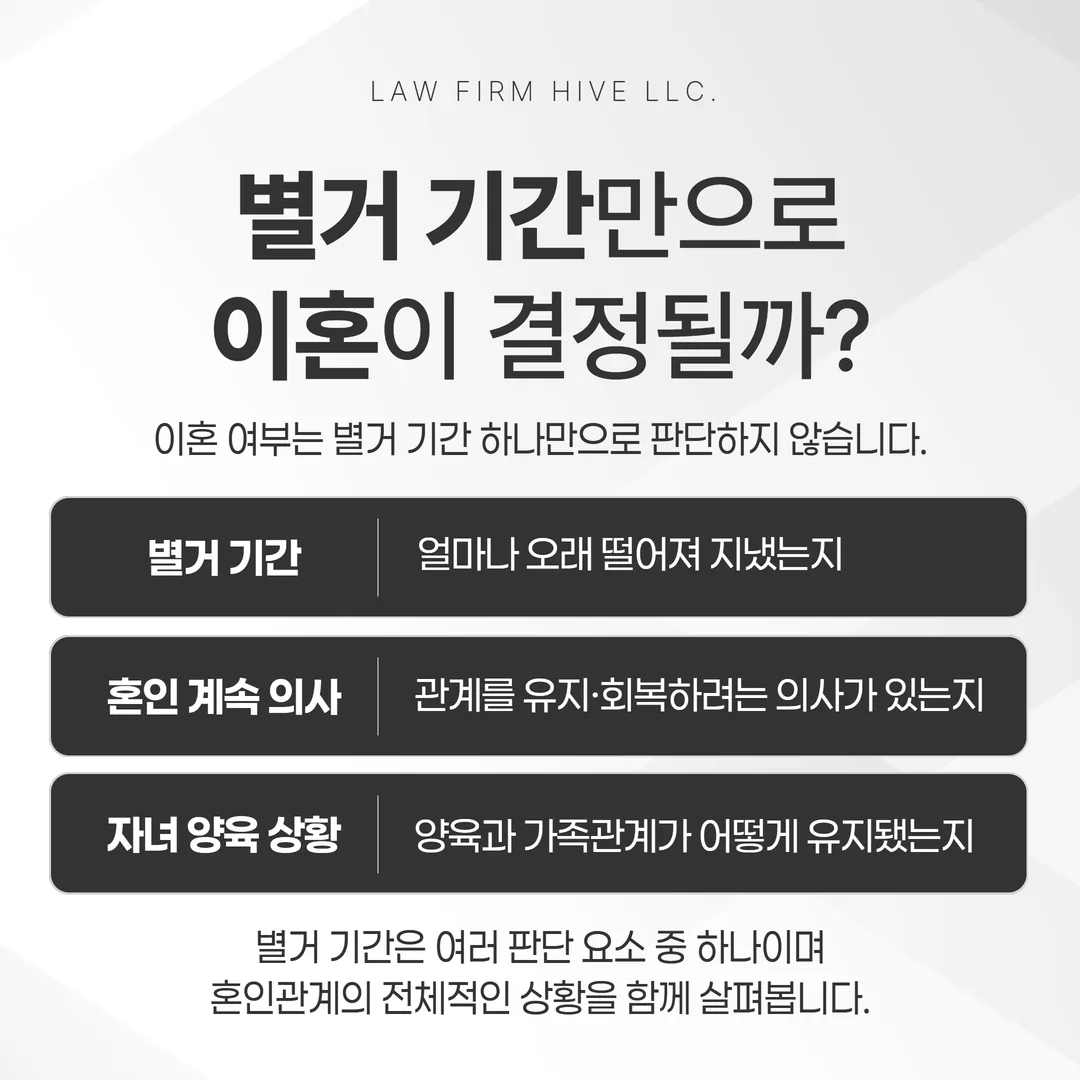 별거 기간과 이혼 사유 판단 요소를 보여 주는 도식