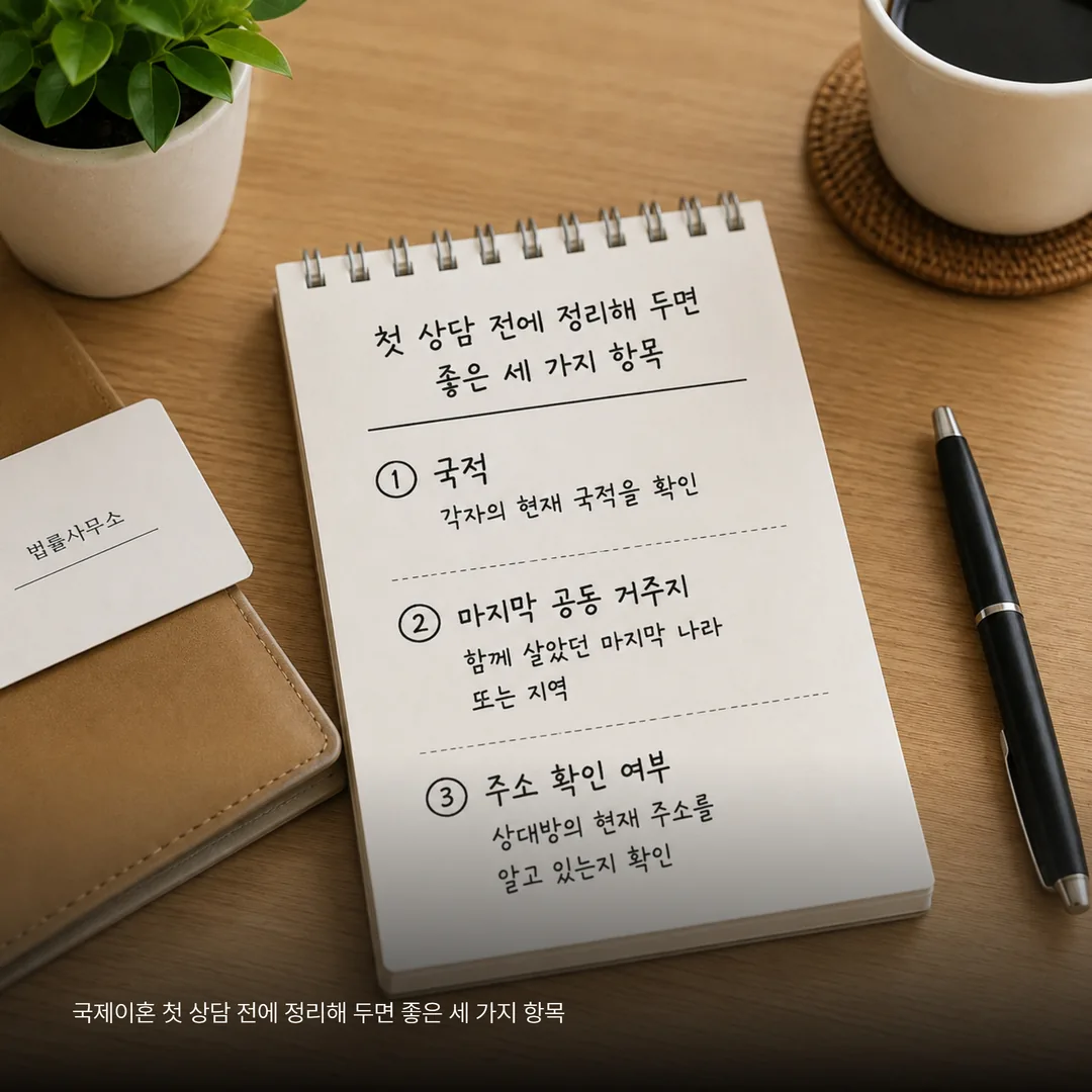 국제이혼 첫 상담 전에 정리해 두면 좋은 세 가지 항목